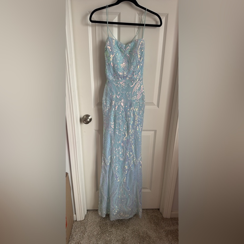 JCPenney Light Blue Backless Dress